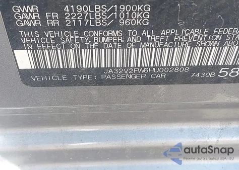 2017 Mitsubishi Lancer Es z USA, uszkodzony, nr VIN JA32V2FW6HU002808